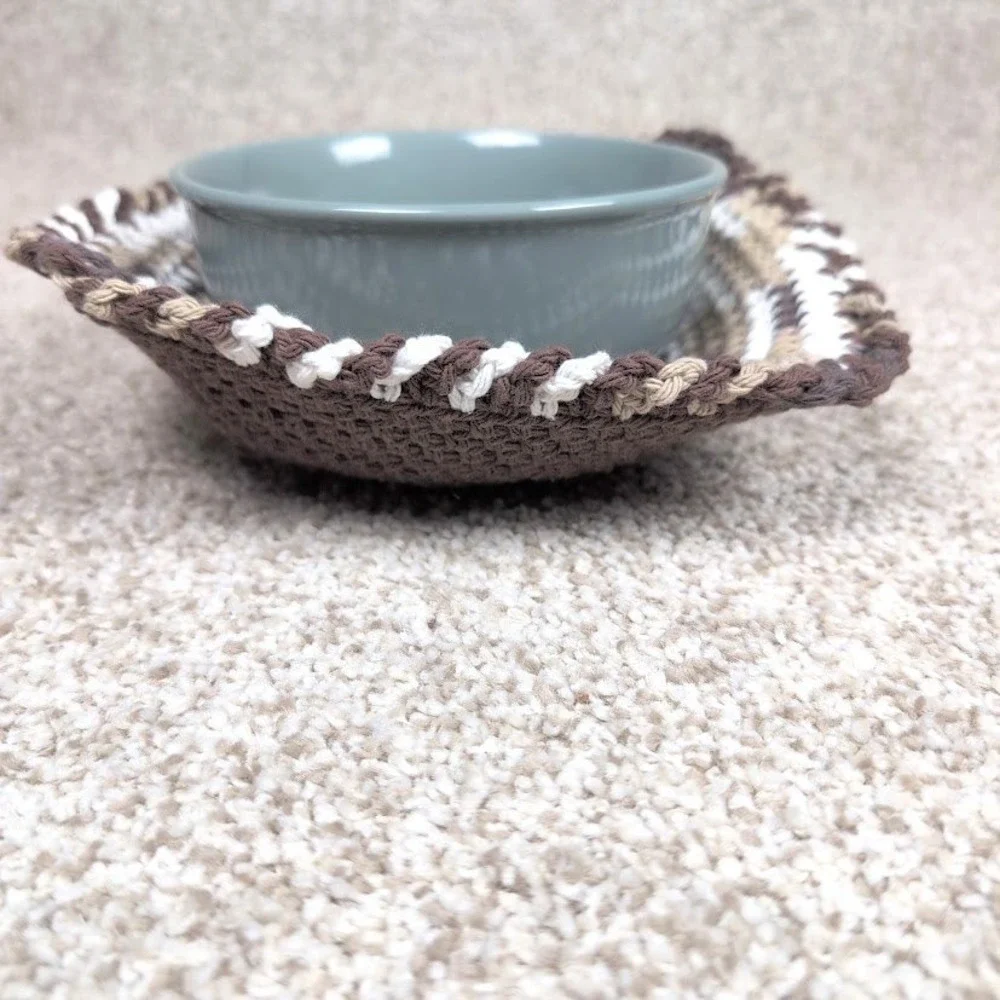 Handmade Crochet Bowl Cozy Multi Color‎ Coffee Mug Warmer Hot Pad